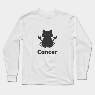 Cancer Cat Zodiac Sign with Text (Black and White) Long Sleeve T-Shirt